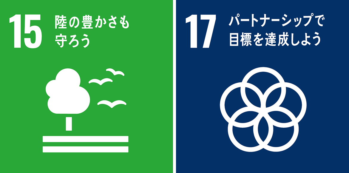 13陸の豊かさを守ろう　17パートナーシップで目標を達成しよう